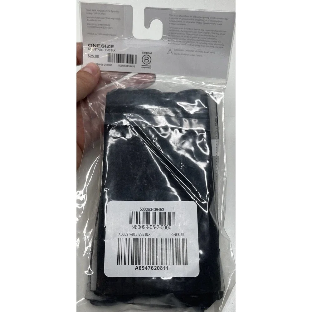NWT Athleta Girls 5 Pair Cotton Everyday Adjustable Mask One Size Black